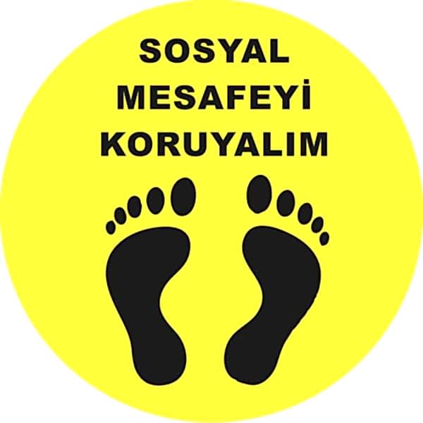Sosyal Mesafeyi Koruyalım Ayak İzi Yer Etiketi Sarı 30 cm U21085