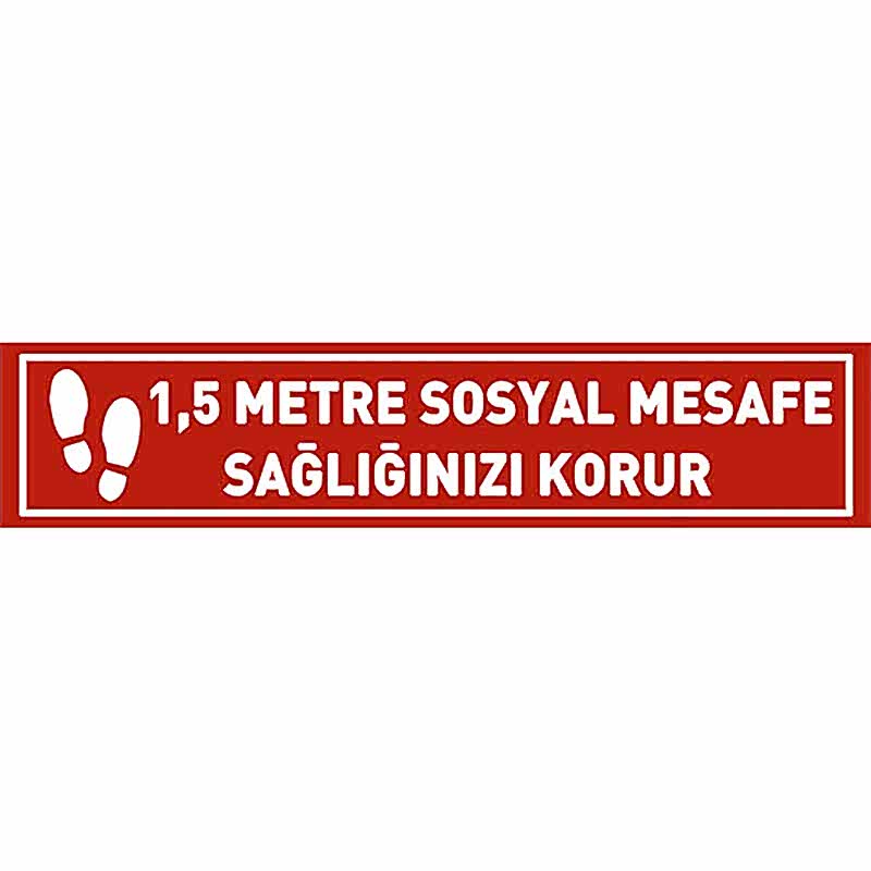 1,5 Metre Sosyal Mesafe Sağlığınızı Korur Ayak İzi Yer Etiketi Şerit 70 cm U21086