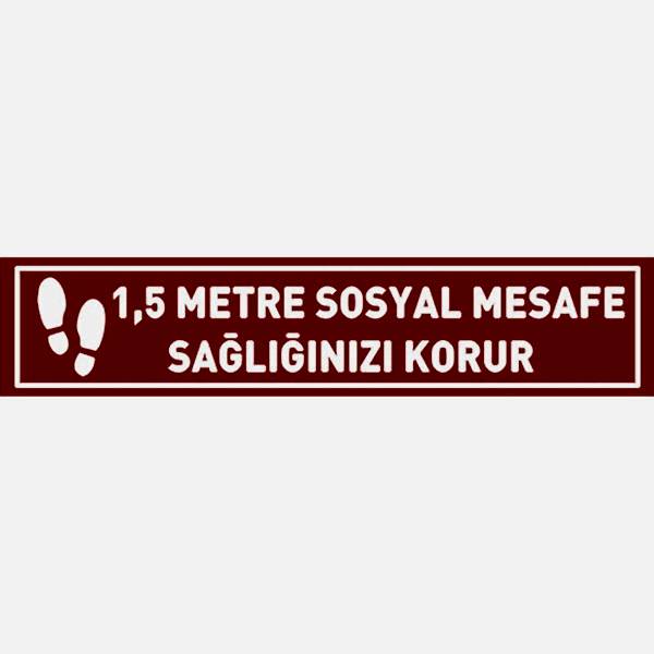 1,5 Metre Sosyal Mesafe Sağlığınızı Korur Ayak İzi Yer Etiketi Şerit 70 cm U21086