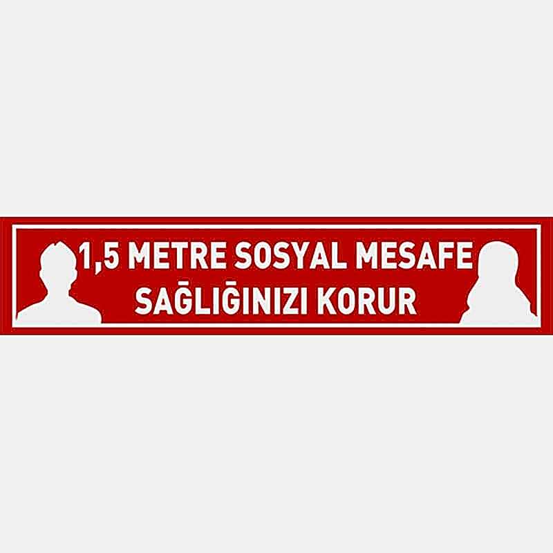 1,5 Metre Sosyal Mesafe Sağlığınızı Korur Yer Etiketi İnsan Figürlü Şerit 70 cm U21087