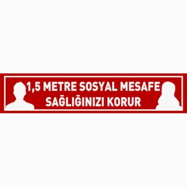 1,5 Metre Sosyal Mesafe Sağlığınızı Korur Yer Etiketi İnsan Figürlü Şerit 70 cm U21087