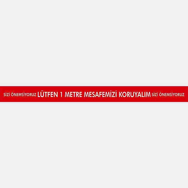 Lütfen 1 Metre Mesafemizi Koruyalım Yer Etiketi Şerit 1,2 Metre U21082