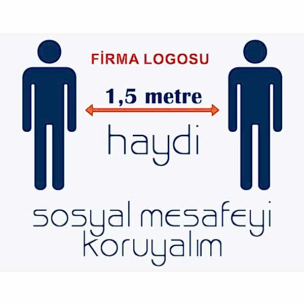 Sosyal Mesafeyi Koruyalım 1,5 Metre Yer Etiketi Kare Logolu U21078
