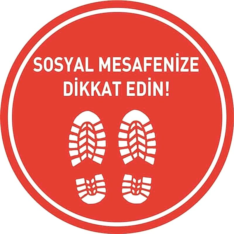 Sosyal Mesafeyi Koruyalım Ayak İzi Yer Etiketi Kırmızı 30 cm U21065