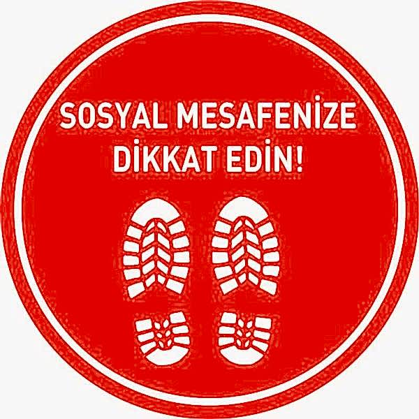 Sosyal Mesafeyi Koruyalım Ayak İzi Yer Etiketi Kırmızı 30 cm U21065