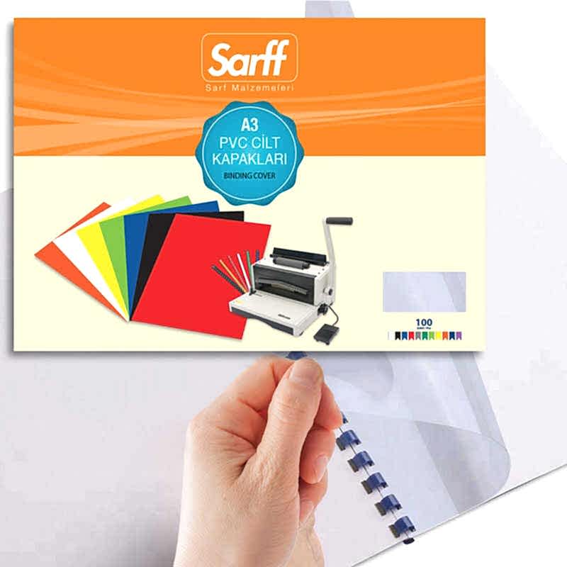 Sarff Pvc Cilt Kapağı 160 Mikron A3 Şeffaf 100'lü 15201022