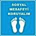 Sosyal Mesafeyi Koruyalım Ayak İzi Yer Etiketi Kare Mavi U21079
