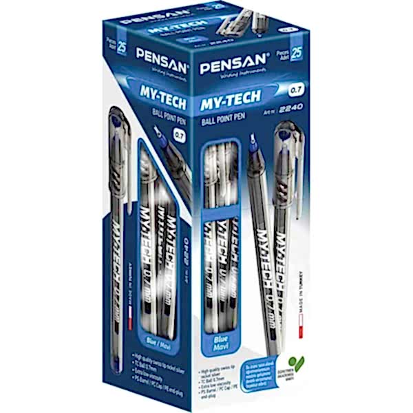 Pensan 2240 My-Tech Tükenmez Kalem İğne Uçlu 0.7 mm 25'li Paket - Mavi