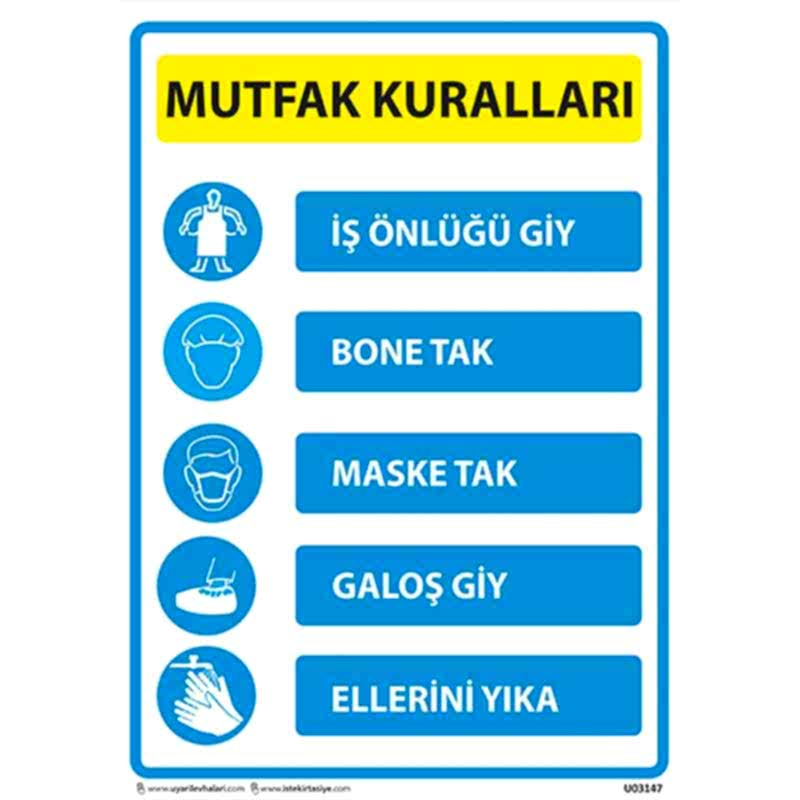 Mutfak Kuralları Uyarı Levhası U03147