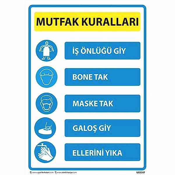 Mutfak Kuralları Uyarı Levhası U03147
