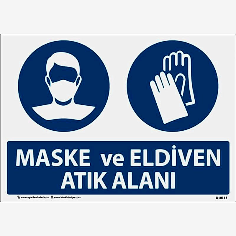 Maske ve Eldiven Atık Alanı Uyarı Levhası U10117