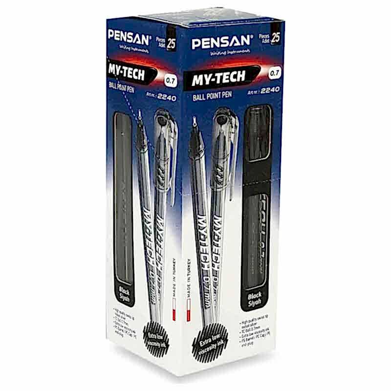 Pensan 2240 My-Tech Tükenmez Kalem İğne Uçlu 0.7 mm 25'li Paket - Siyah