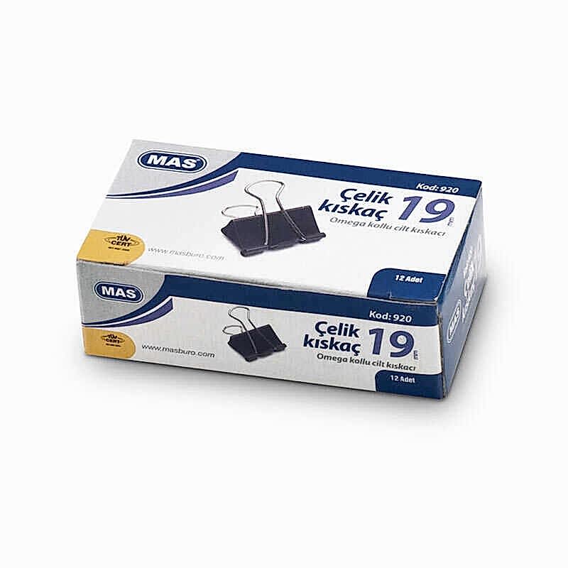 Mas 920 Çelik Kıskaç 19 mm 12'li Paket - Siyah