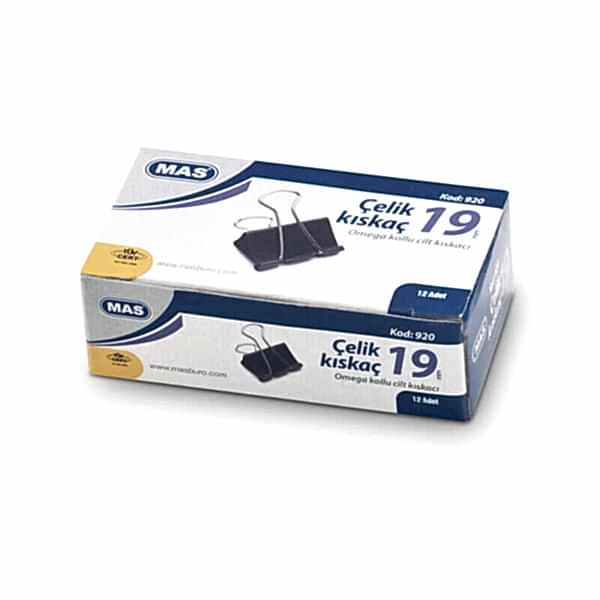 Mas 920 Çelik Kıskaç 19 mm 12'li Paket - Siyah