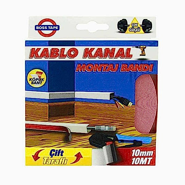 Boss Tape Çift Taraflı Kablo Kanal Montaj Bandı Köpük 10 mm x 10 m - Beyaz