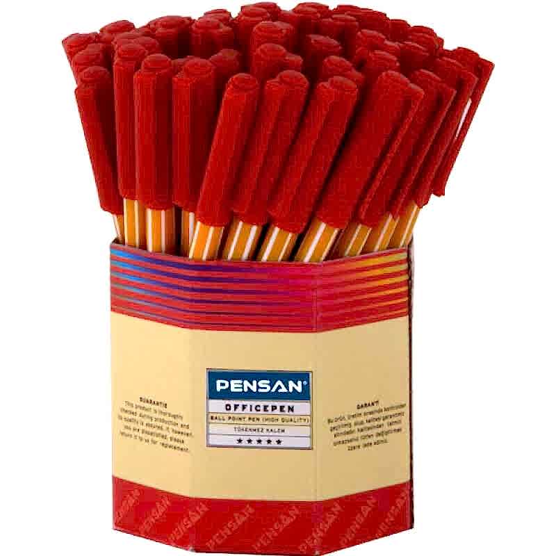 Pensan 1010 Ofispen Tükenmez Kalem 1.0 mm 60'lı Paket - Kırmızı
