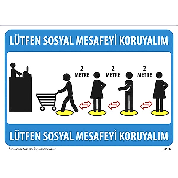 Lütfen Sosyal Mesafeyi Koruyalım Uyarı Levhası U10144