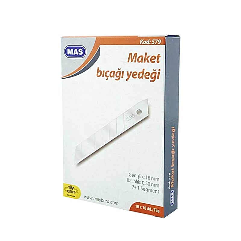 Mas 579 Maket Bıçağı Yedeği Geniş No:18 100'lü Kutu