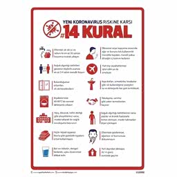 Virüse Karşı 14 Kural Uyarı Levhası 50x70 U10090
