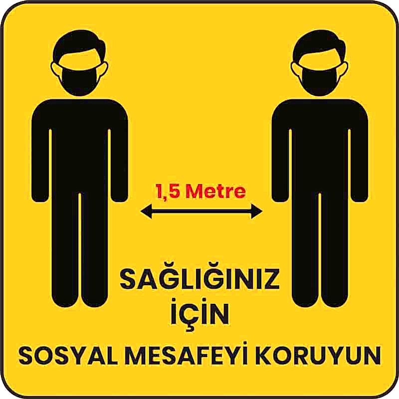 Sağlığın İçin Mesafeyi Koruyun Yer Etiketi 30x30 U21093