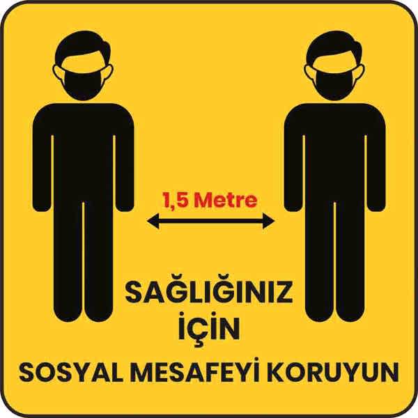 Sağlığın İçin Mesafeyi Koruyun Yer Etiketi 30x30 U21093