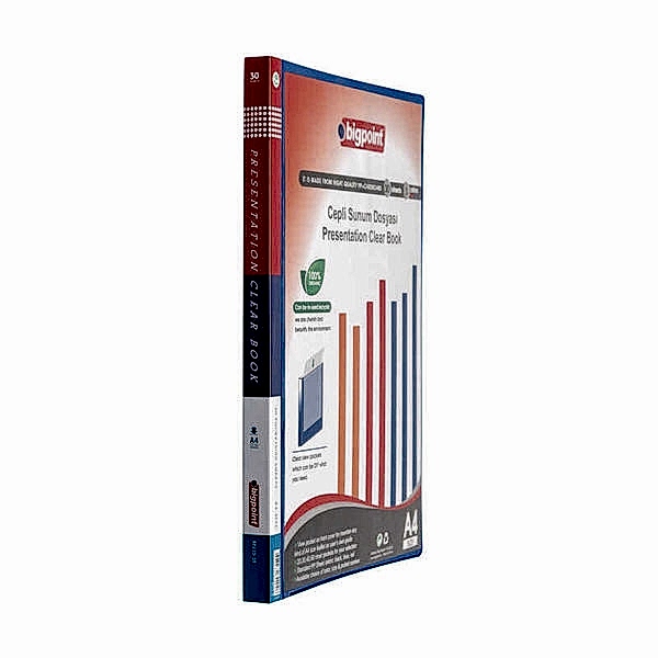 Bigpoint BP210-35 Sunum Dosyası Ön Cepli A4 30 Yaprak - Mavi