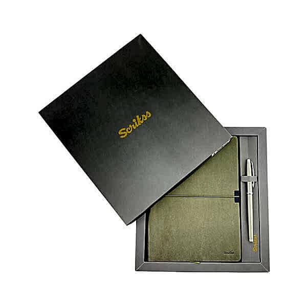 Scrikss SD600-11 Verona Yeşil A5 Defter & 800M Roller Kalem Krom Set 