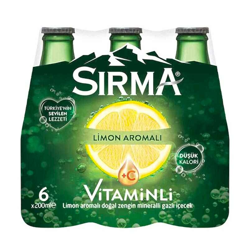 Sırma C-Plus Maden Suyu Limon Aromalı Cam Şişe 200 ml x 6 Adet
