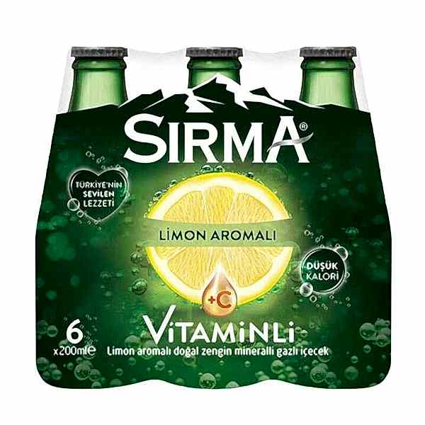 Sırma C-Plus Maden Suyu Limon Aromalı Cam Şişe 200 ml x 6 Adet