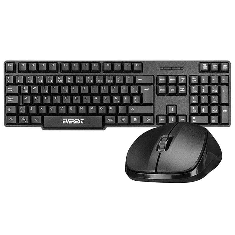 Everest KM-6852 USB Kablosuz Combo Q Standart Klavye + Mouse Set Siyah 