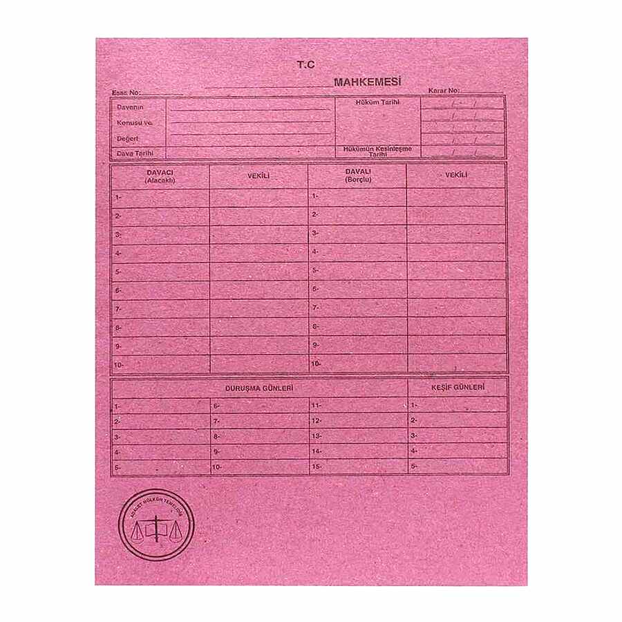 Ful Color Mahkeme Dosyası 50'li Paket - Pembe