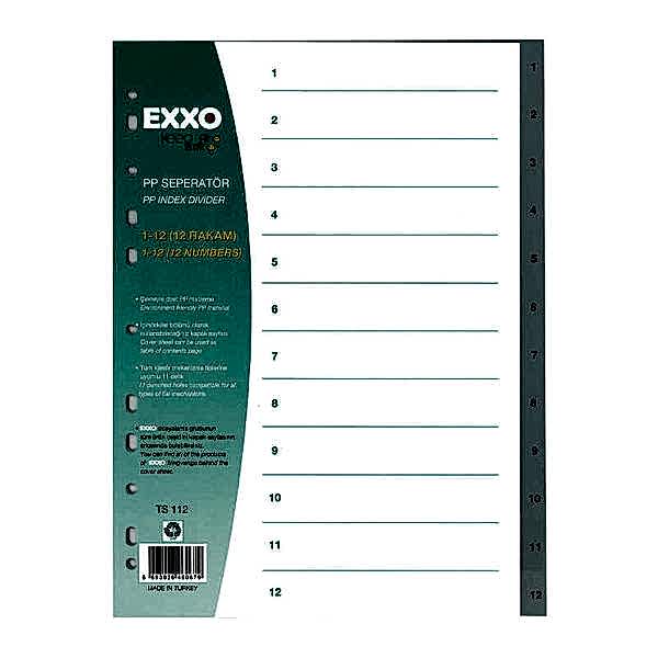 Exxo TS112 PP Ayraç Seperatör A4 1-12 Rakam