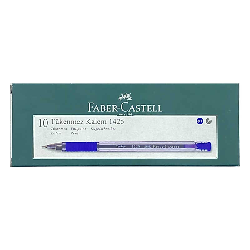 Faber Castell 1425 Tükenmez Kalem İğne Uçlu 0.7 mm 10'lu Paket  - Mavi