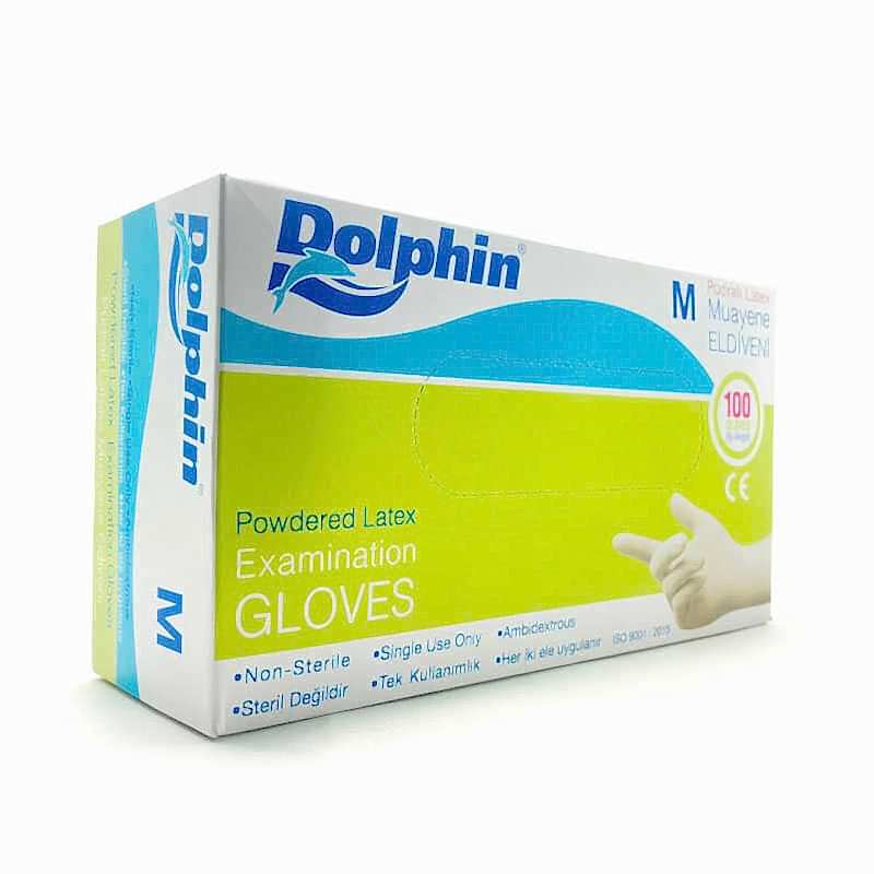 Dolphin Lateks Pudralı Muayene Eldiveni M
