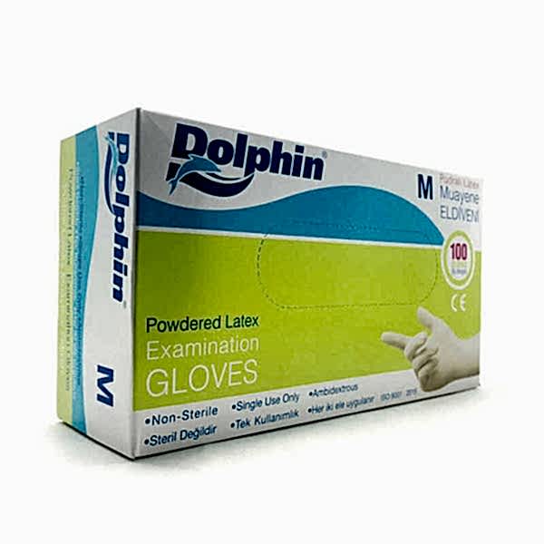 Dolphin Lateks Pudralı Muayene Eldiveni M