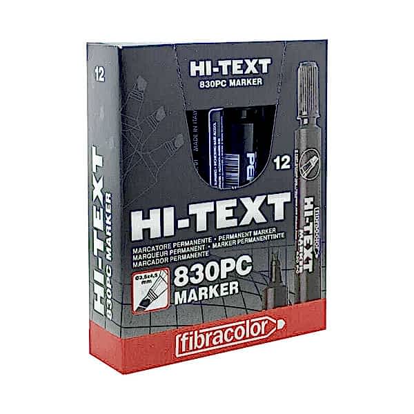 Hi-Text 830-PC Permanent Koli Kalemi Kesik Uçlu 12'li  - Siyah