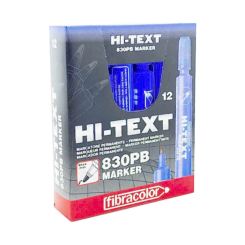 Hi-Text 830-PB Permanent Koli Kalemi Yuvarlak Uçlu 12'li - Mavi