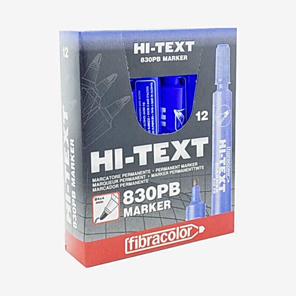 Hi-Text 830-PB Permanent Koli Kalemi Yuvarlak Uçlu 12'li - Mavi