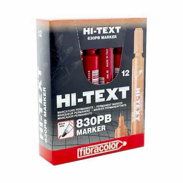 Hi-Text 830-PB Permanent Koli Kalemi Yuvarlak Uçlu 12'li - Kırmızı