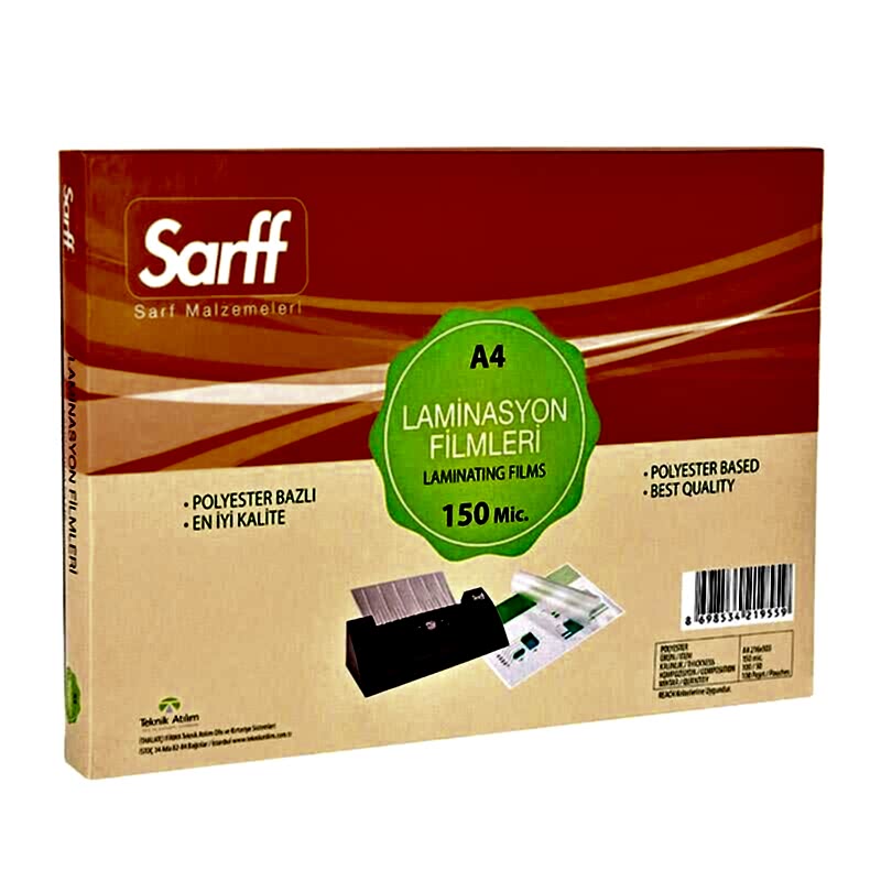 Sarff Laminasyon Filmi 150 Mikron A4 100'lü