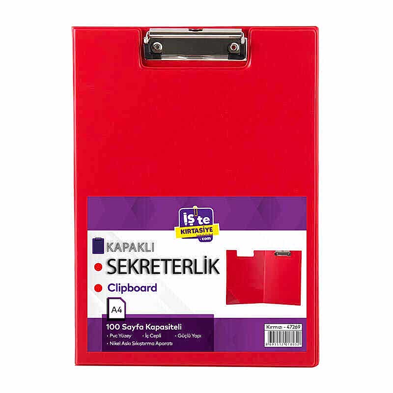 İş'te Sekreterlik Kapaklı A4 Pvc 47269 - Kırmızı