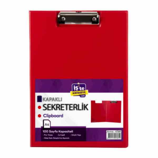 İş'te Sekreterlik Kapaklı A4 Pvc 47269 - Kırmızı
