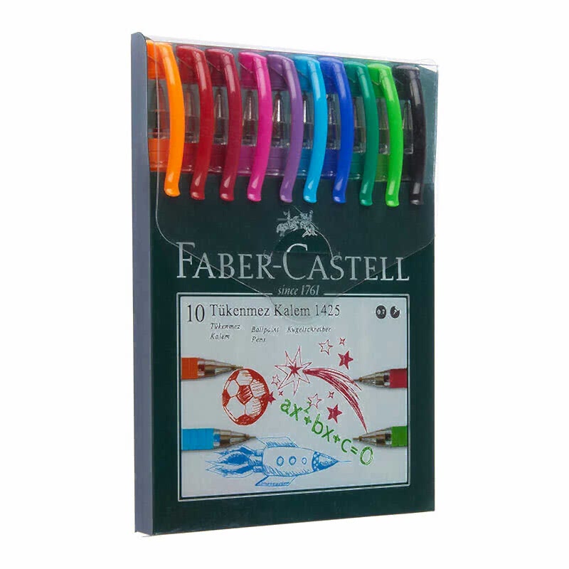 Faber Castell 1425 Tükenmez Kalem Karışık İğne Uçlu 0.7 mm10'lu Paket