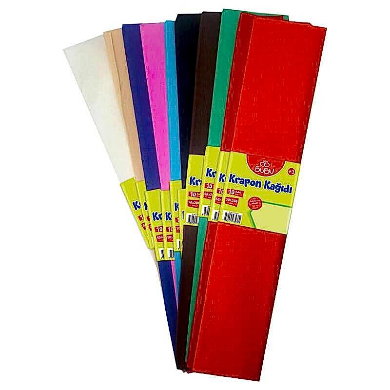 Bu-Bu Krapon Kağıdı 50x200 cm 10'lu Karışık Renk