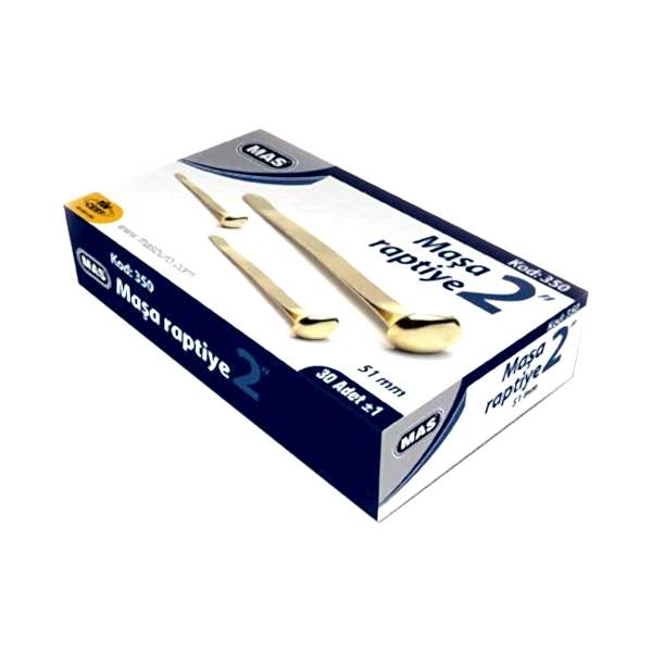 Mas 350 Maşa Raptiye Metal 51 mm 30 Adet - Sarı