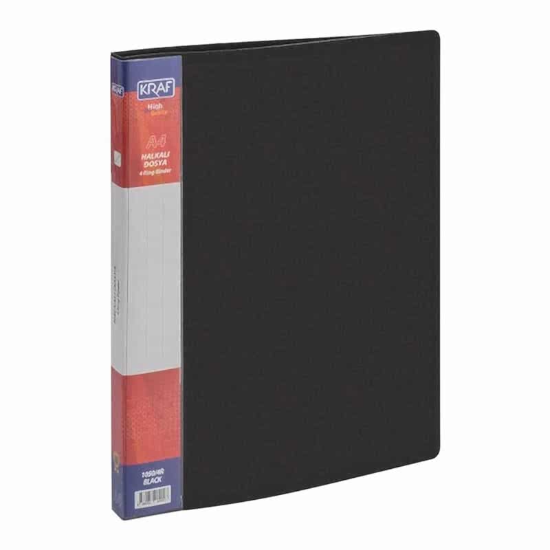 Kraf 1050 Halkalı Dosya 4 Halka A4 - Siyah