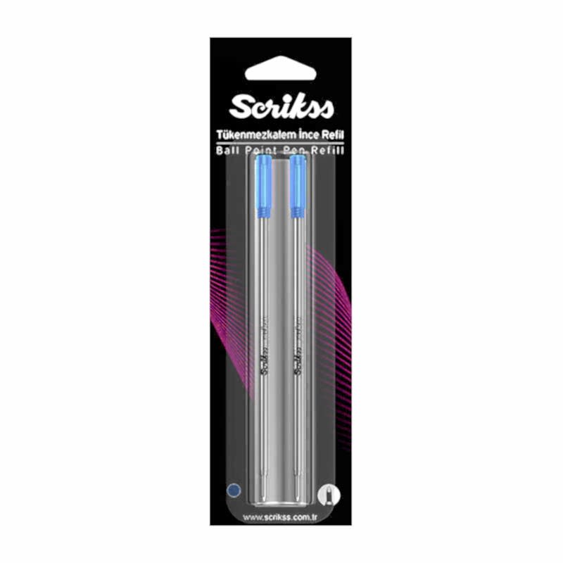 Scrikss 711 Slim Tükenmez Kalem Refili 0.7 mm Mavi 2'li Blister