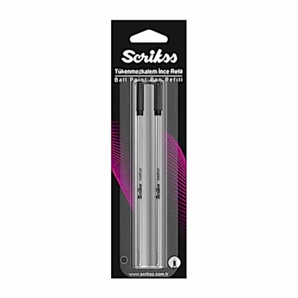 Scrikss 711 Slim Tükenmez Kalem Refili 0.7 mm Siyah 2'li Blister
