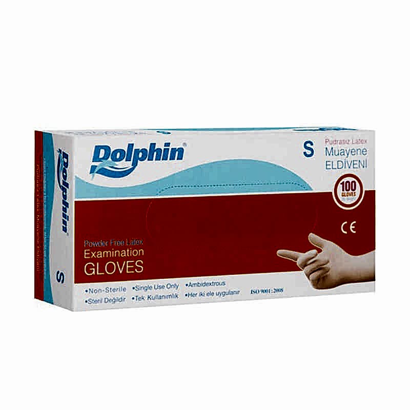 Dolphin Lateks Pudrasız Muayene Eldiveni Small 100lü