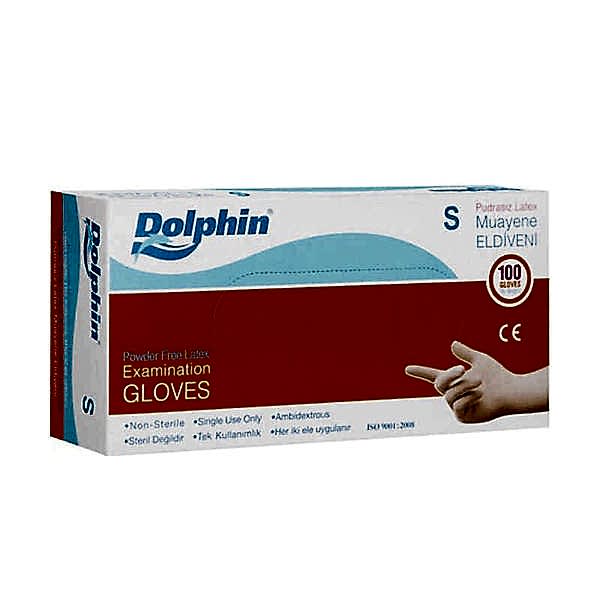 Dolphin Lateks Pudrasız Muayene Eldiveni Small 100lü